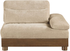 Turin - Chenille Fabric Upholstered Modular Arm Chair - Walnut Base