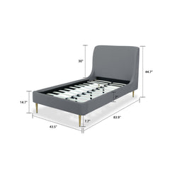 Mid-Century Modern Upholstered Bed With Curved Headboard