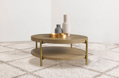 Arini - Round Coffee Table With Storage Shelf