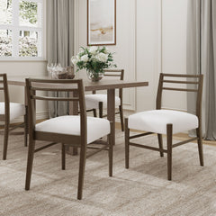 Farmhouse Style Dining Chair Set With Ladder Back Design