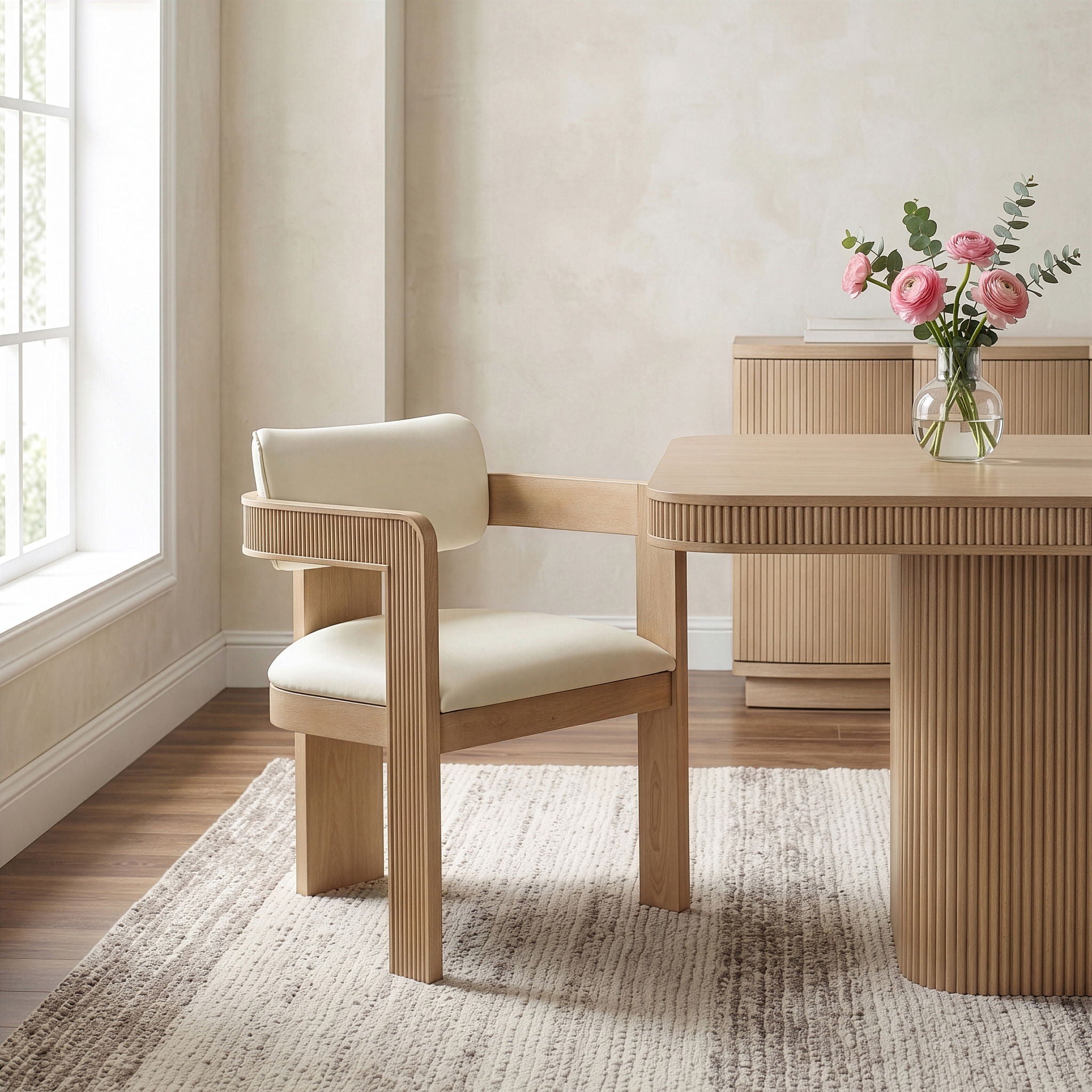Sacha - Vegan Leather Upholstered Dining Chair With Natural Base (Set of 2)