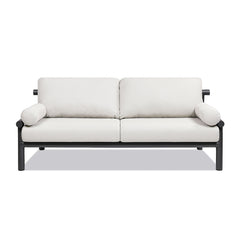 Zara - Dowel Frame Bolster Patio Deep Seating Sofa - Wheat Beige Axroma Olefin