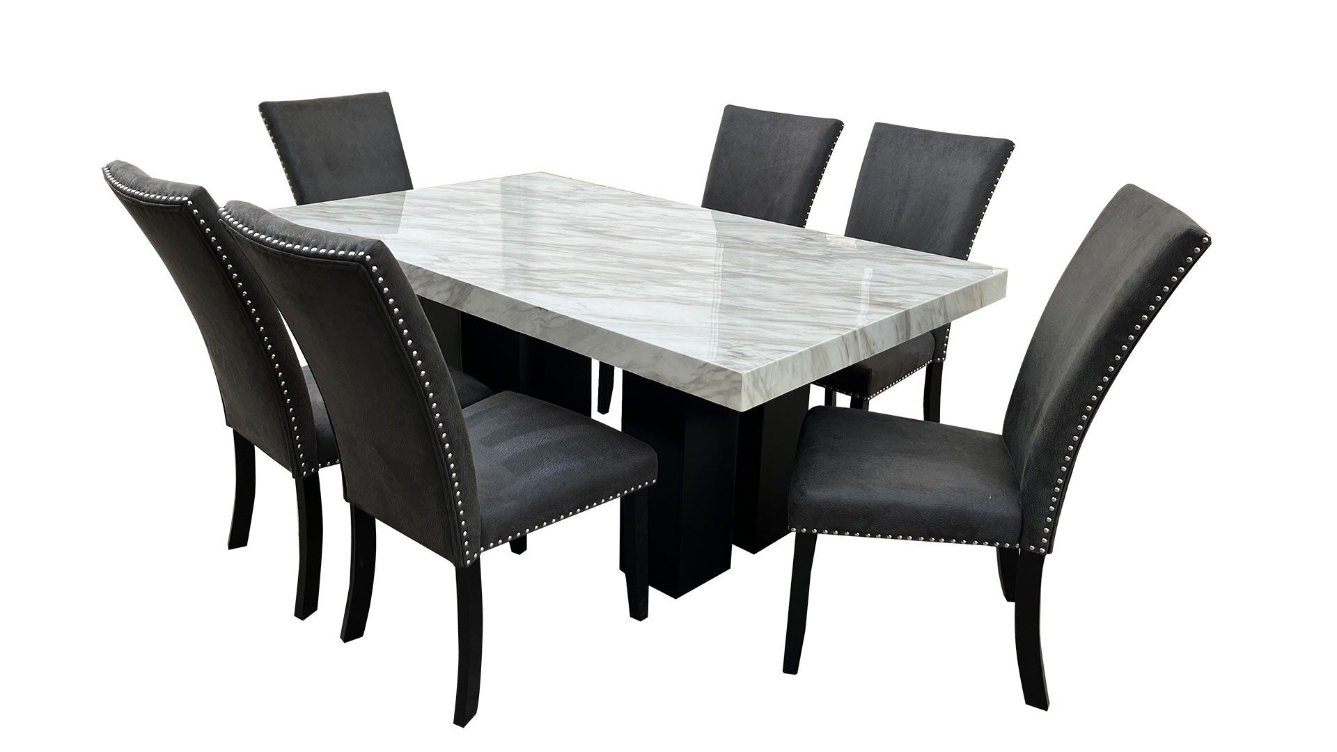 D02 - 7 Piece Dining Room Set (Dining Table And 6 Dining Chairs) - Black