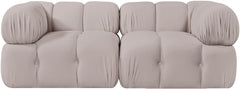 Orin - Velvet Performance Fabric Upholstered 2 Piece Modular Sofa (2 Corner Chairs)