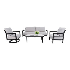 Outdoor Conversation Set With Chairs, Bench Sofa, Tables, Sunbrella Cushions