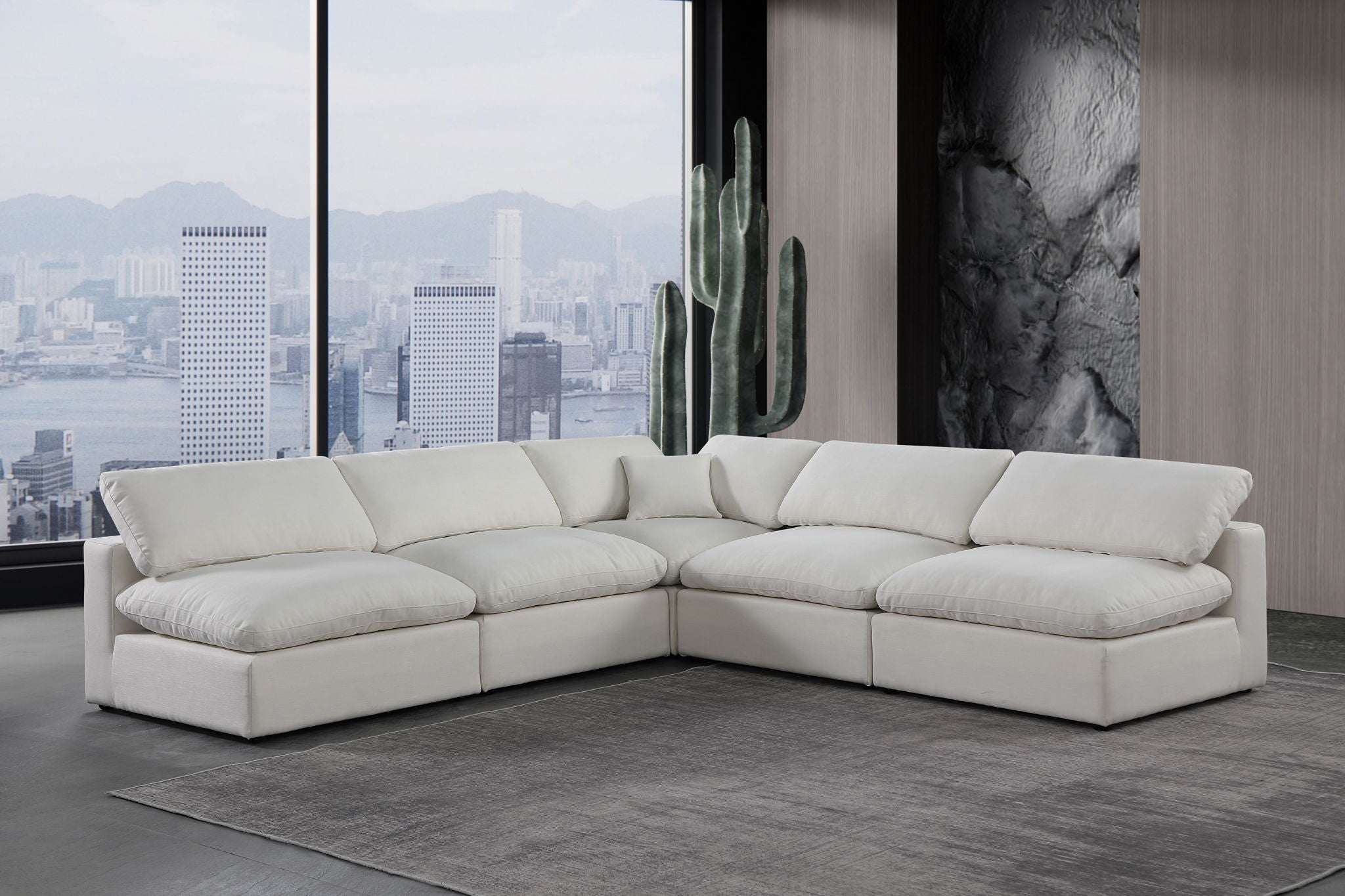 Comfy - 5 Piece Linen Modular Corner Armless Sectional