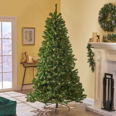 Noble - 7' Hinged Christmas Tree With 500 Clear Lights - Green
