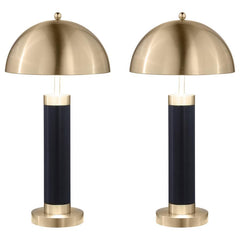 Conroe - Dome Shade Pillar Table Lamp (Set of 2) - Black
