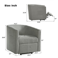 Power Lift Recliner Barrel Shape Reclining Chair With Footrest And Side Pocket