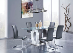 D1628 - 7 Piece Dining Room Set (Dining Table And 6 Dinning Chairs) - Gray