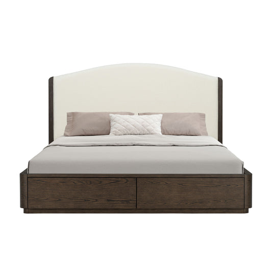 Athens - King Upholstered Storage Bed - Dark Brown