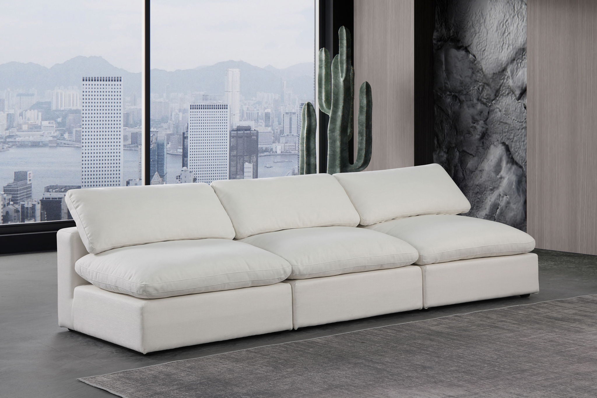 Comfy - Linen Modular Armless Sofa 3 Seats