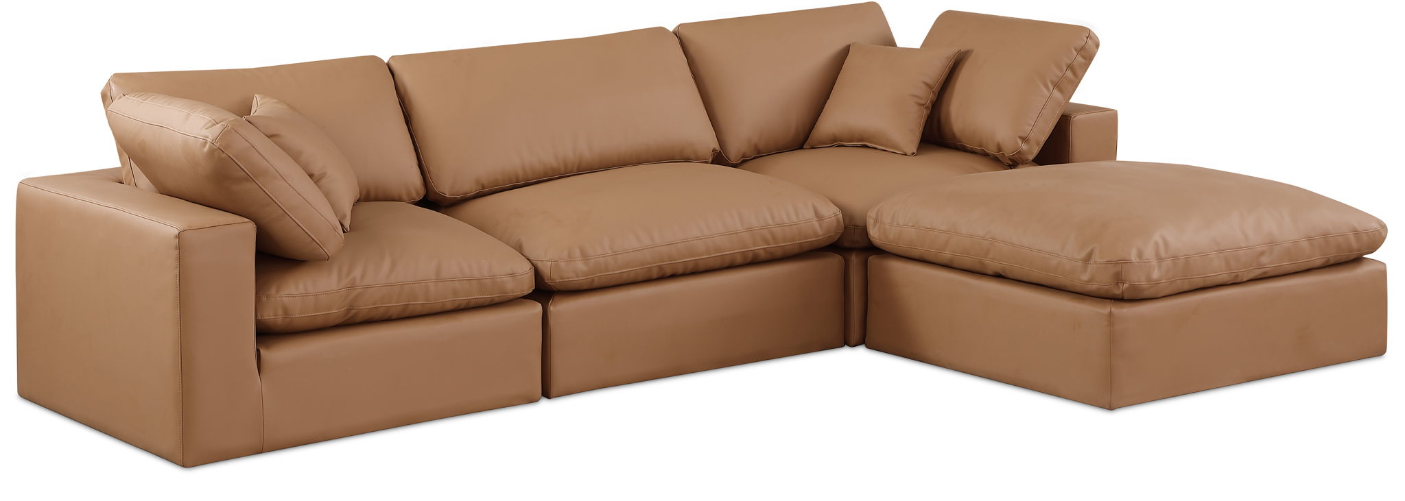 Comfy - 4 Piece Faux Leather Modular Sectional With Chaise