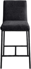 Reeves - Chenille Fabric Upholstered Counter Stool (Set of 2) - Black Base