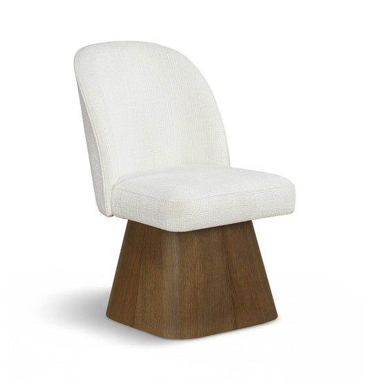 Marlowe - Linen Textured Fabric Upholstered Swivel Dining Side Chair - Stained Brown