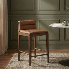 Ellis - Vegan Leather Upholstered Counter Stool (Set of 2) - Brown Base
