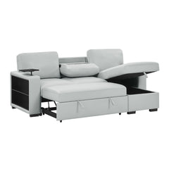 U0212 - Reversible Sofa Bed Loveseat With Pop-Up Sleeper With Drop Down Table - Silver