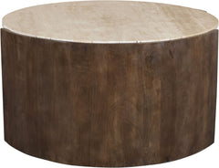 Solstice - Travertine And Mango Wood Table