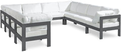 Nizuc - Outdoor Patio 10 Piece Modular Sectional With Gray Frame