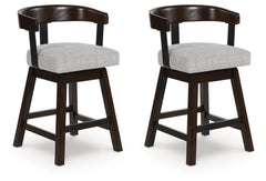 Haddigan - Upholstered Swivel Barstool (Set of 2) - Dark Brown