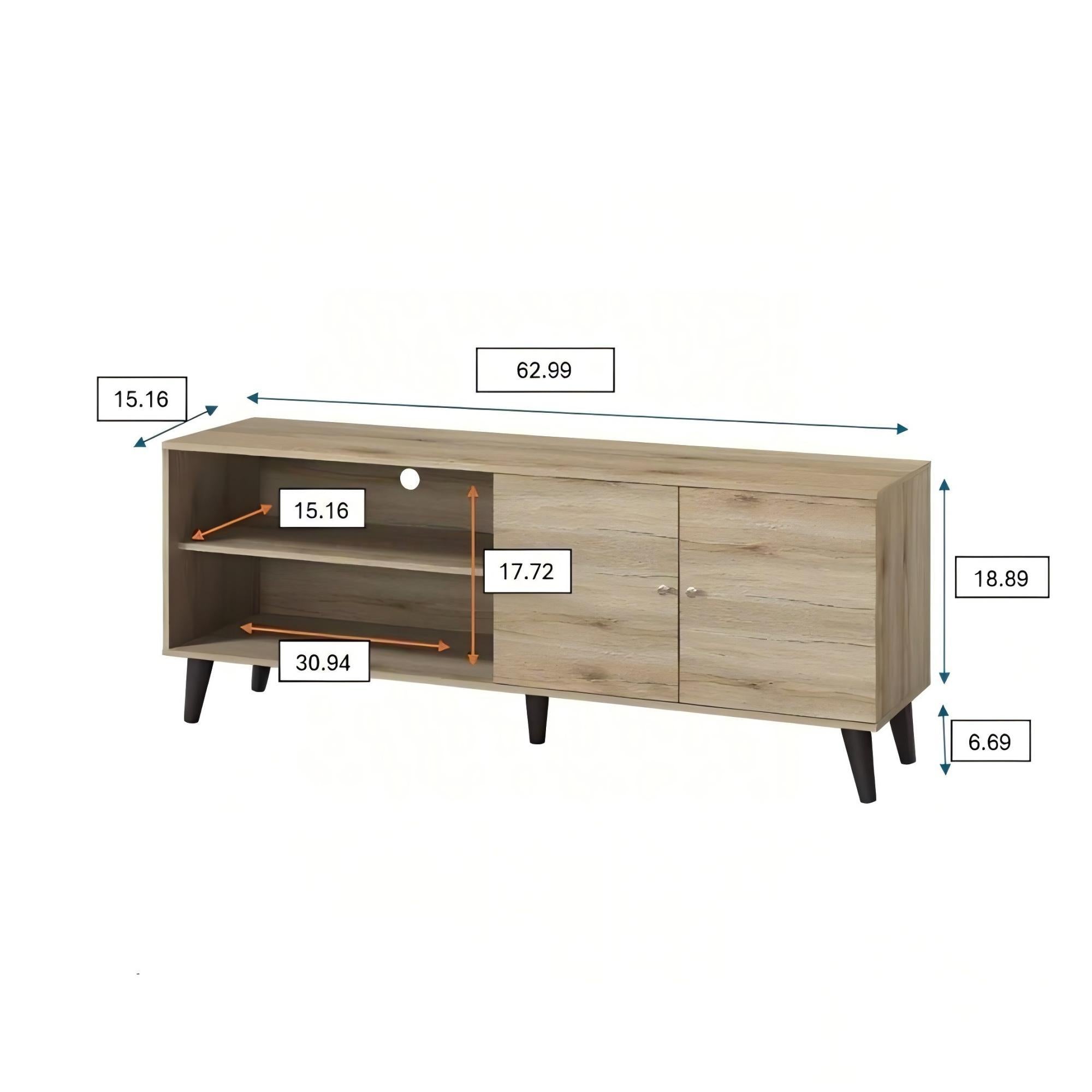 Amidon - TV Stand, With 2 Storage Shelves And 1 Cabinet