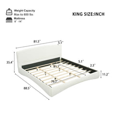 King Curved Upholstered Bed With Smart Ambient Lighting - Cream
