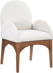 Waldorf - Boucle Dining Arm Chair With Brown Legs