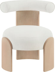 Calder - Linen Textured Fabric Upholstered Accent Chair - Painted Natural Base