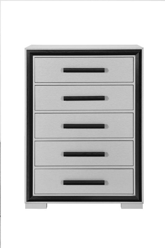 Amelia - 5 Piece Queen Bedroom Set (Queen Bed Group With LED, Cooler And Speaker) - Black / Gray