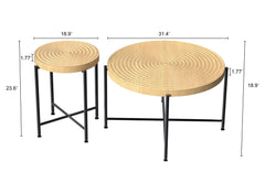 Coffee And End Table Set Waterproof Cover, Distressed Cylindrical Design, Legs Classic Rustic Charm (Set of 2)