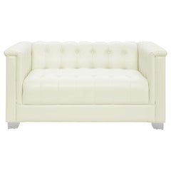 Chaviano - Upholstered Track Arm Loveseat - Pearl White