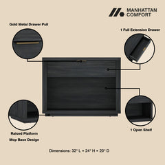 Evelyn - Nightstand With 1 Drawer And Open Shelf