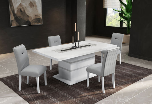 Monaco - 5 Piece Dining Room Set (Dining Table And Four Dining Chairs) - Light Gray / White
