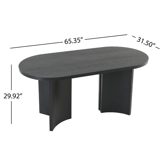 Dining Table With Curved Legs - Black