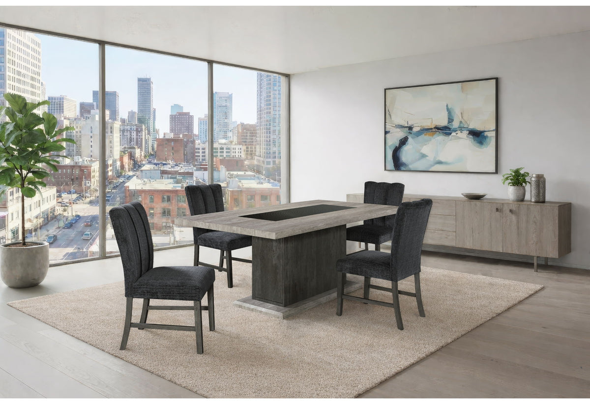 D8030 - 6 Piece Dining Room Set (Dining Table With 2 Storage Drawers And 1 Storage Door, 4 Dining Chairs And Bench) - Black / Brown