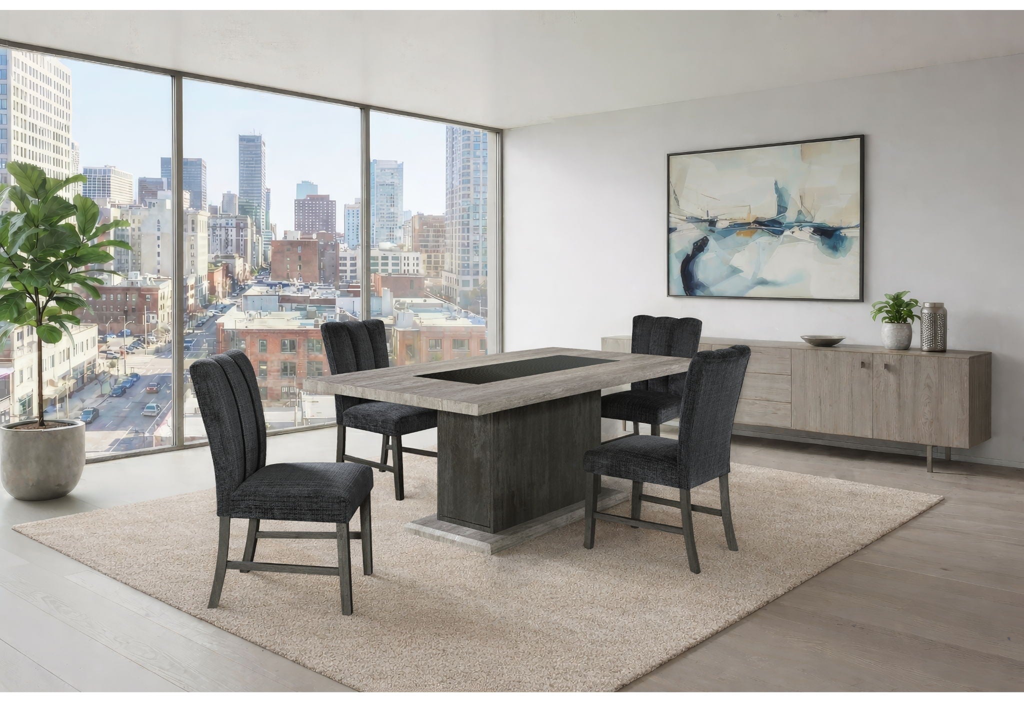 D8030DT - Dining Table Base With Storage Drawers - Black / Brown