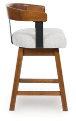 Ralene - Medium Brown - Upholstered Swivel Barstool (Set of 2)