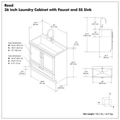 Reed - Deluxe Laundry Cabinet With Pull-Out Faucet And Stainless Steel Sink