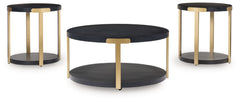 Shylore - Black / Brass Finish - Occasional Table Set (Set of 3)