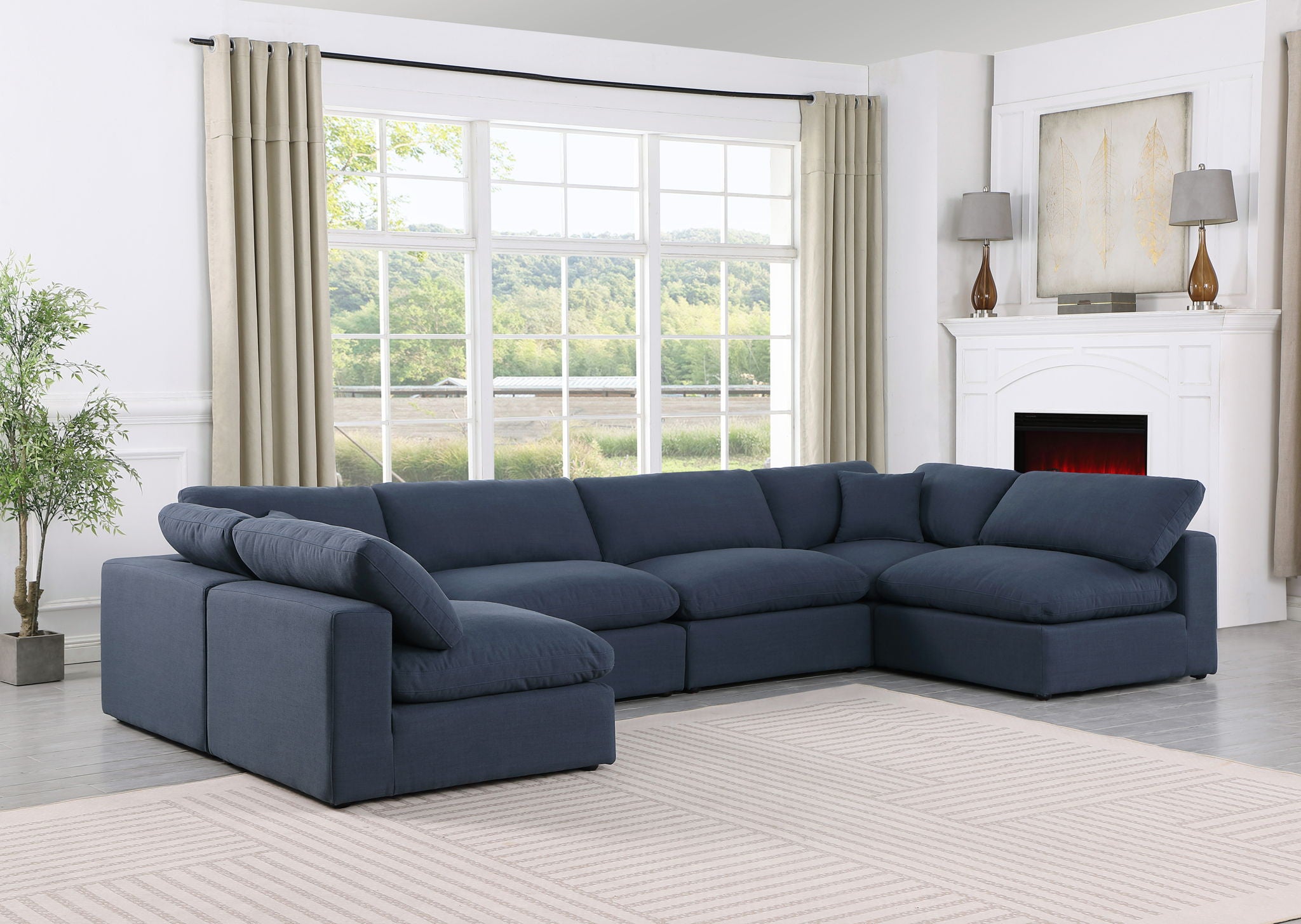 Comfy - 6 Piece Linen Modular Armless Sectional
