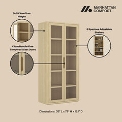 Rivington - Bookcase Cabinet With Glass Doors