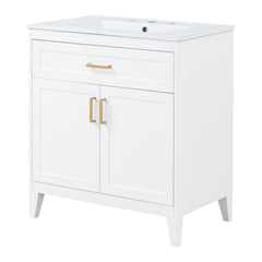 Bathroom Vanity With Sink Top, Adjustable Shelf, Door Organizers
