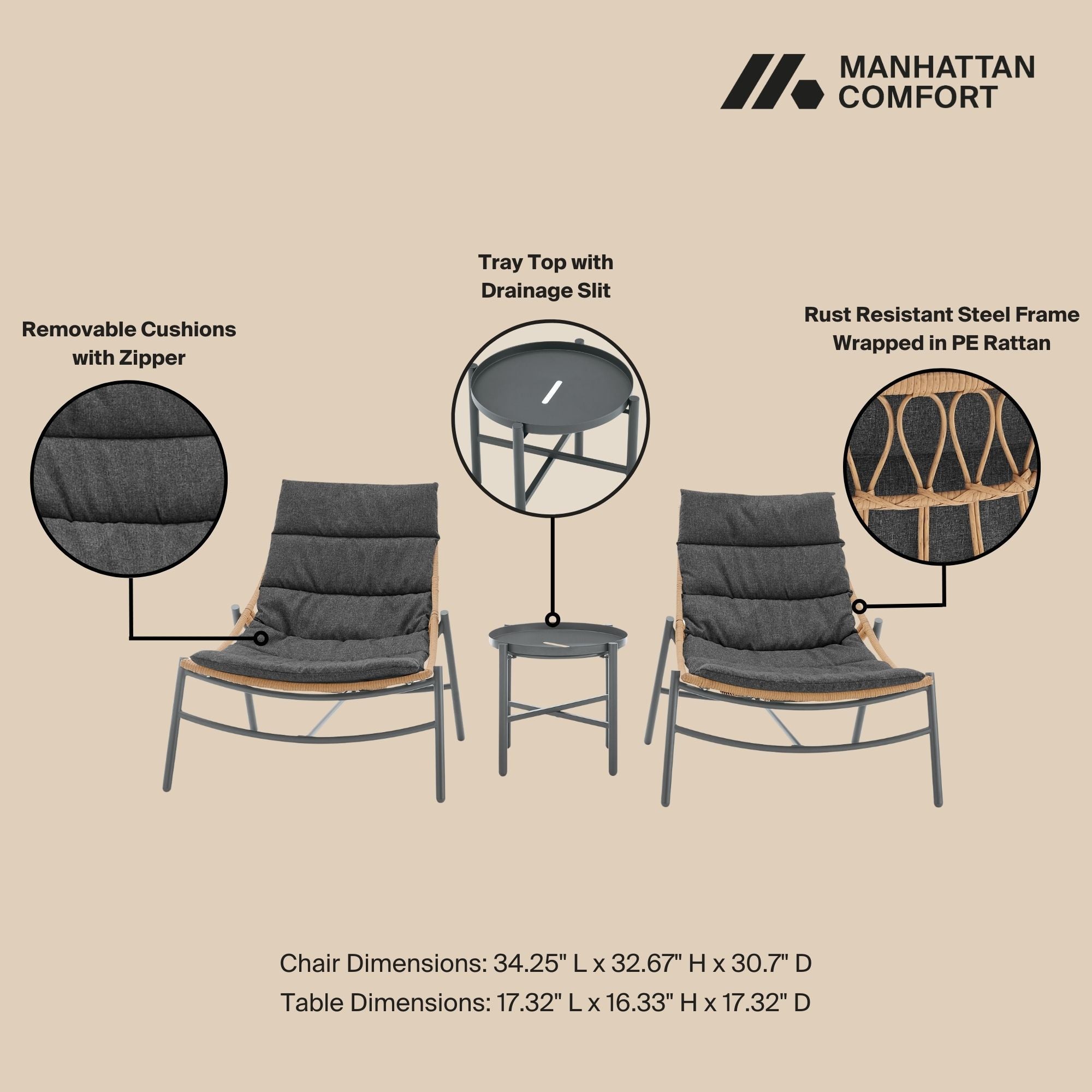 Sunset - 3 Piece Conversation Set