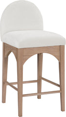 Waldorf - Chenille Stool With Natural Legs