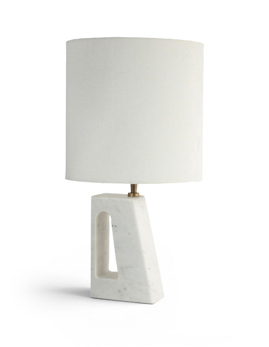 Vellum - Genuine Marble Base And Linen Textured Fabric Shade Table Lamp