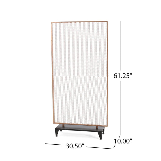 Modern Single Panel Iron Room Divider - Gold Brushed Brown