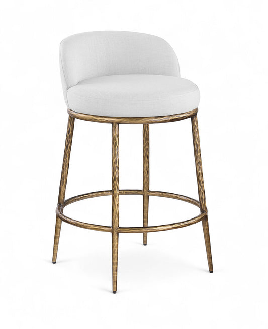 Ferro - Upholstered Counter Stool With Brushed Gold Base