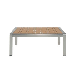 Cora - Outdoor Aluminum Coffee Table - Natural / Silver