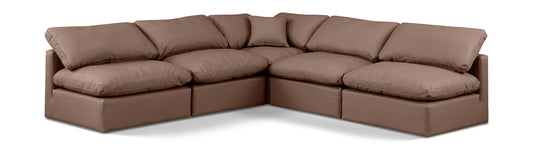 Indulge - Faux Leather 5 Piece Modular Corner Armless Sectional
