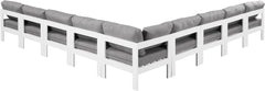Nizuc - Outdoor Patio 9 Piece Modular Sectional With White Frame